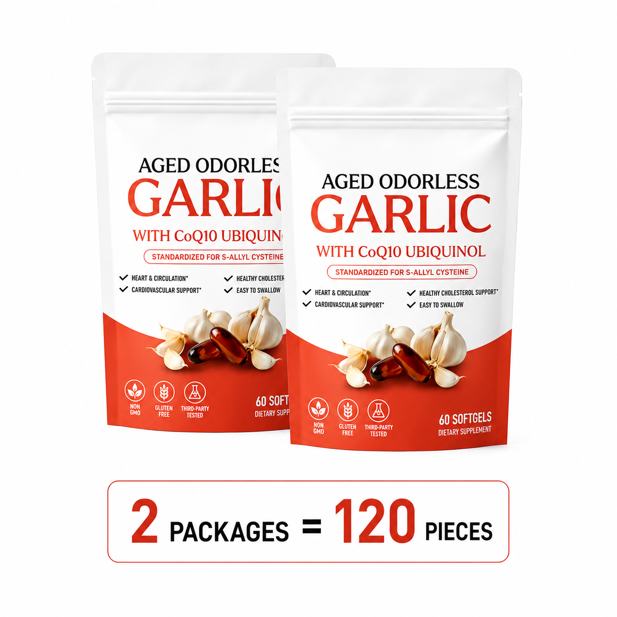 Aged Garlic Extract 600mg Softgels (60 Count) Odorless Aged Garlic Extra Serenzza