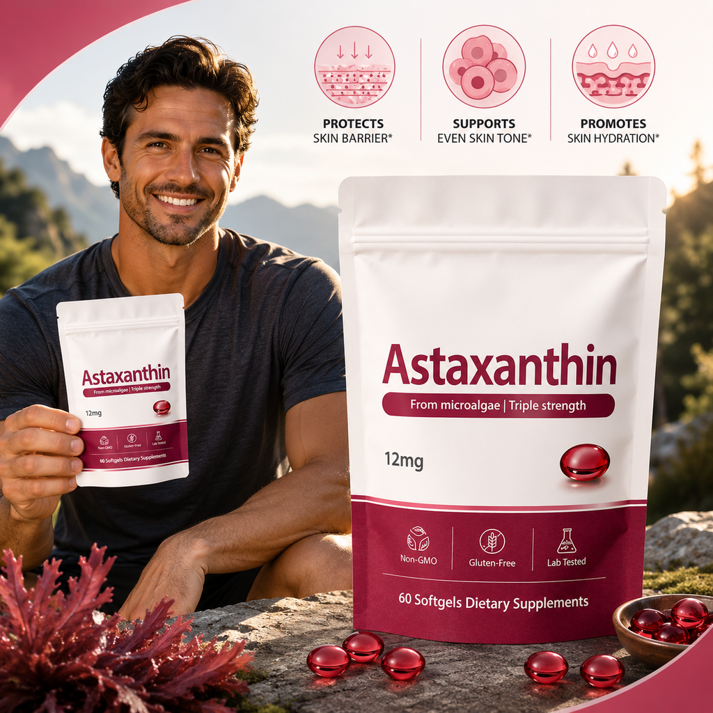 ROVINA Astaxanthin 12mg Softgels From Microalgae - Triple Strength Antioxidant Serenzza