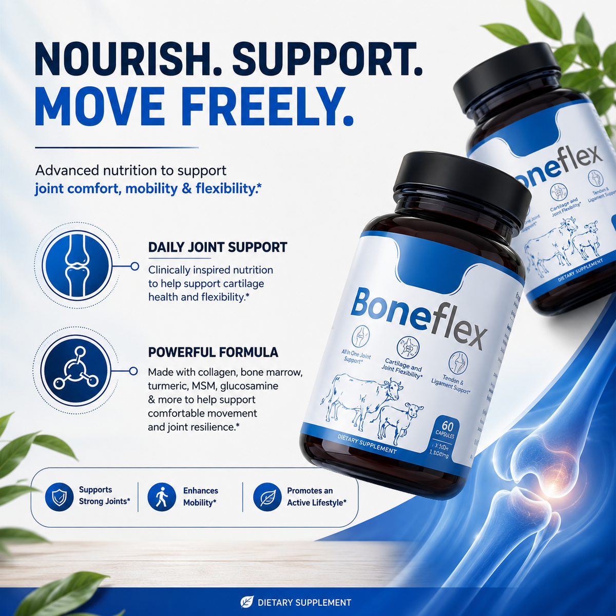 1-3PCS Boneflex Capsules Premium Joint Support Supplement for Knee &Cartilage Health