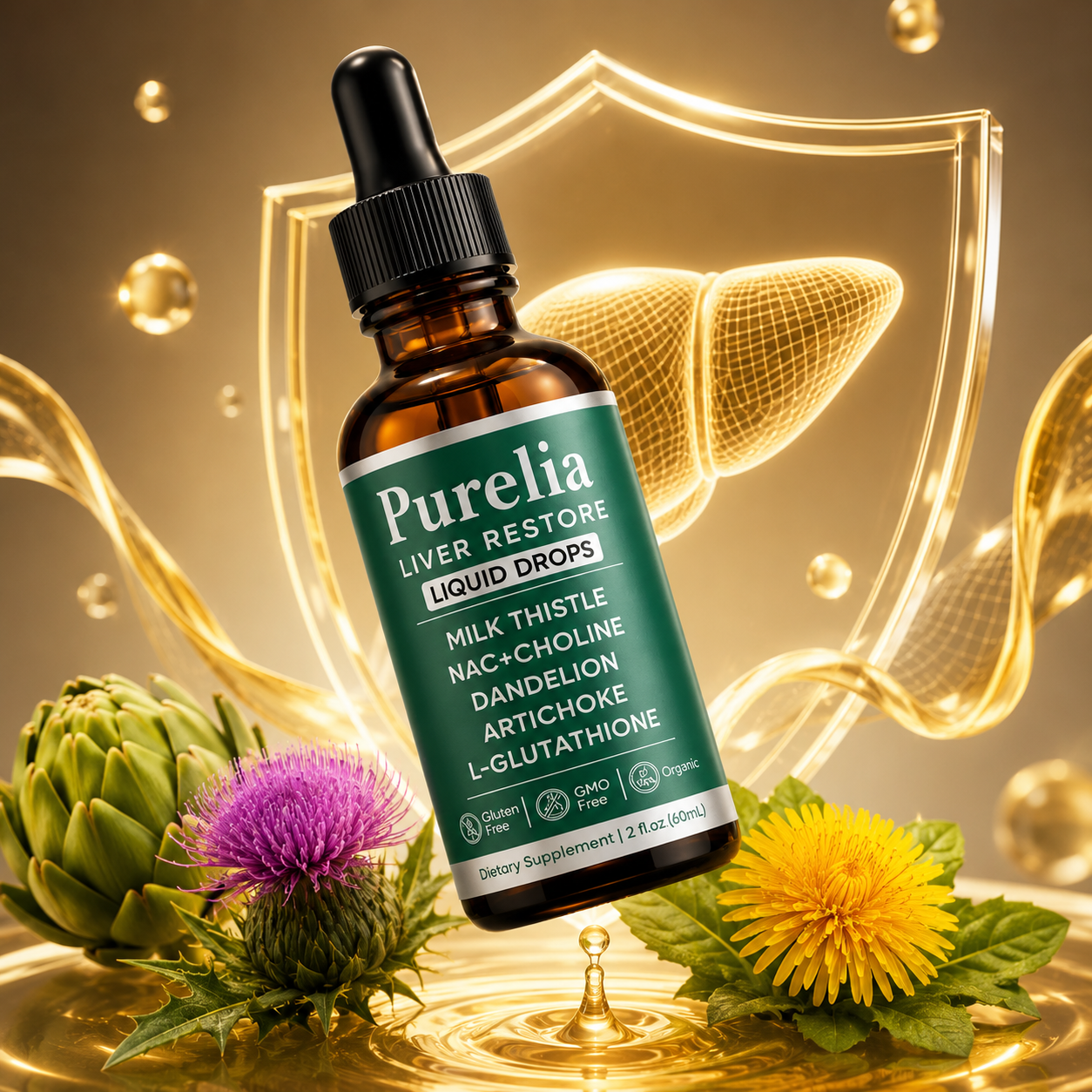 1-5PC Purelia Liver Restore Drops – Complete Liver Support Supplement 60ml - Serenzza