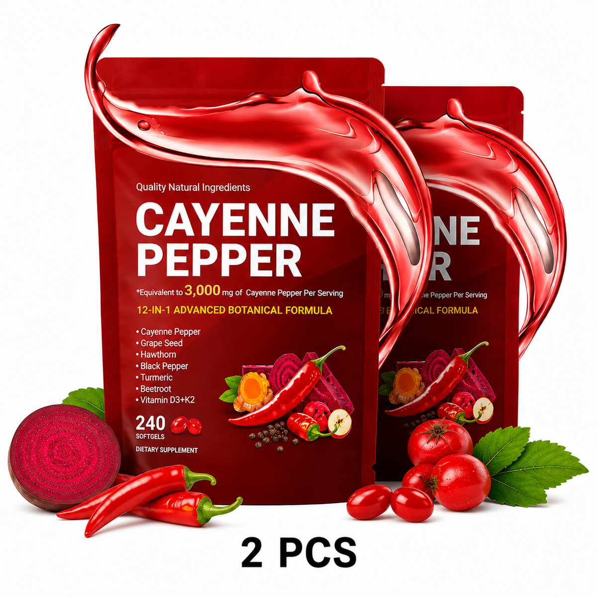 1-3pcs Cayenne Pepper 12-in-1 Advanced Botanical Softgel Supplements Serenzza