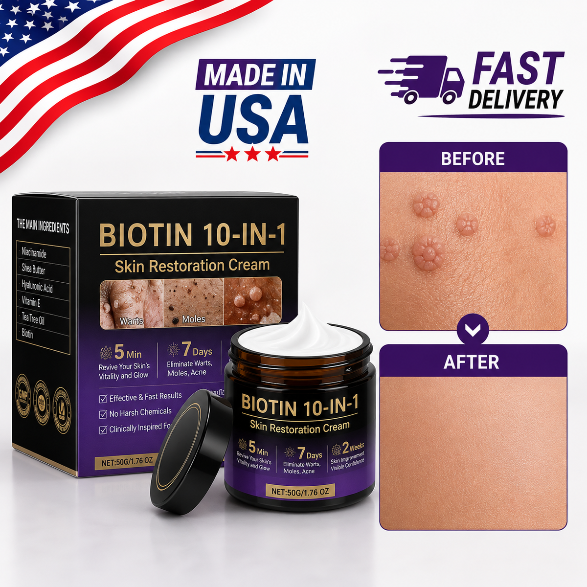 Biotin 10-in-1 Skin Restoration Cream, 2026 Professional Skin Treatment Cream - Serenzza