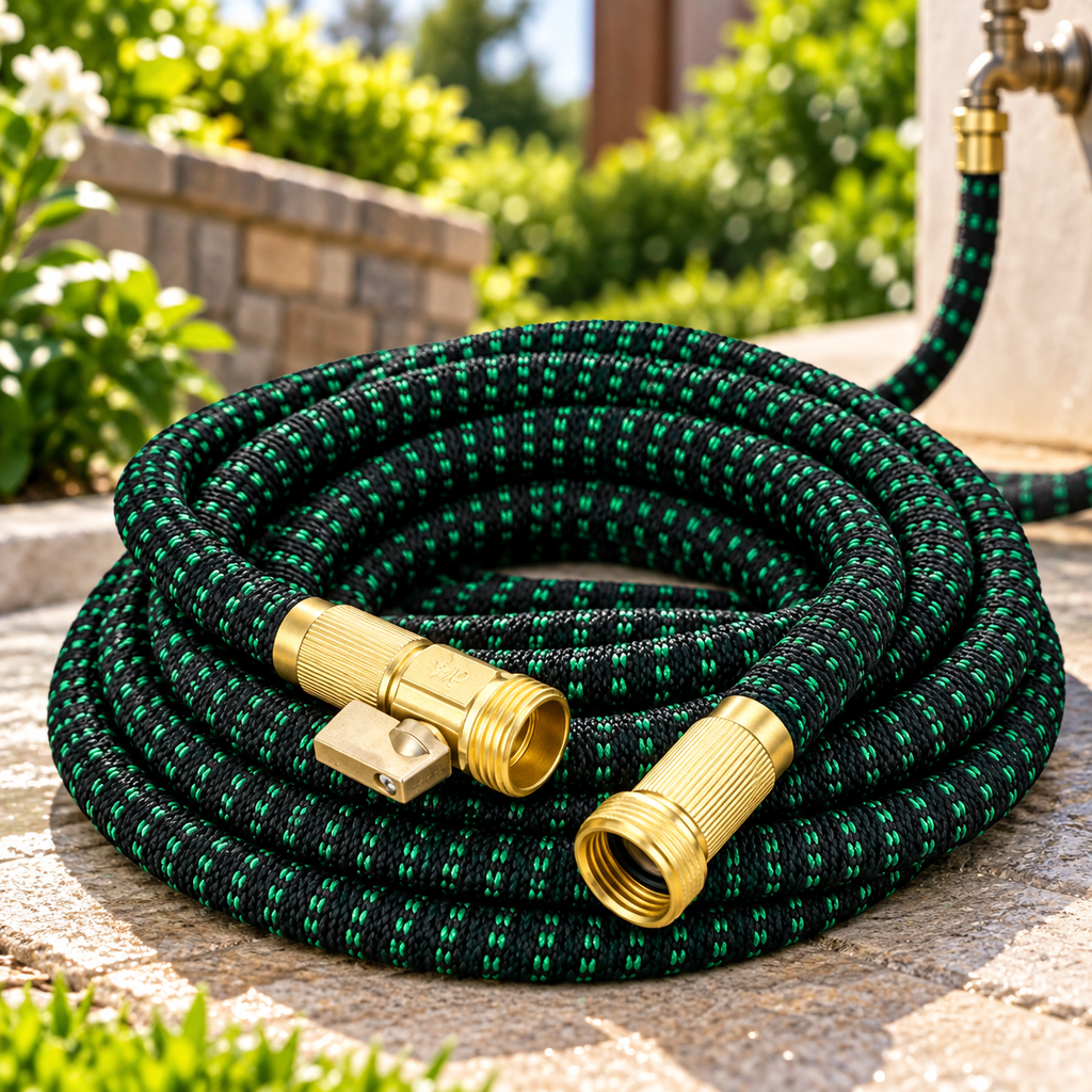 Flexible Garden Hose with 10-Pattern Spray Nozzle – Up to 150FT Ama