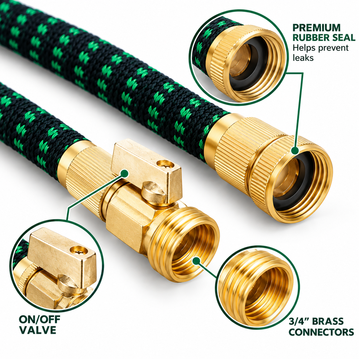 Flexible Garden Hose with 10-Pattern Spray Nozzle – Up to 150FT Ama