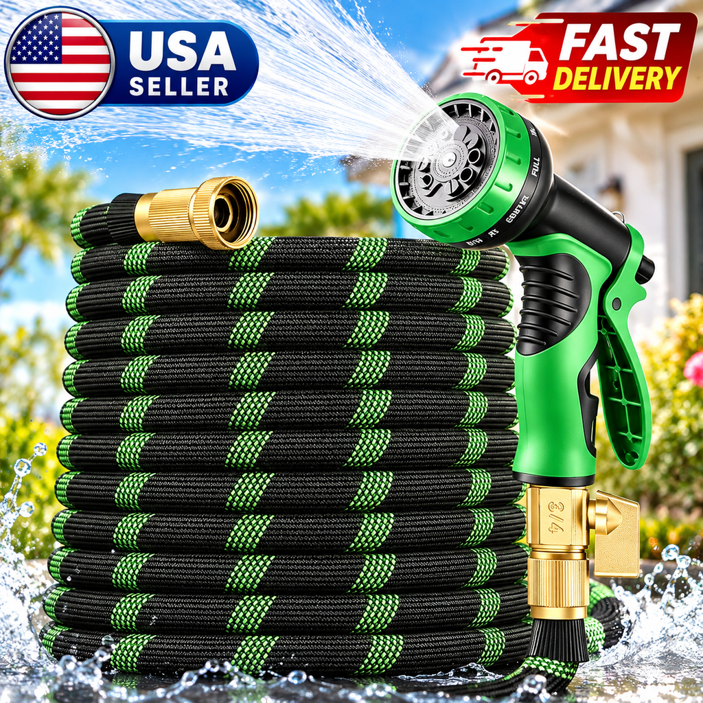 Flexible Garden Hose with 10-Pattern Spray Nozzle – Up to 150FT Ama
