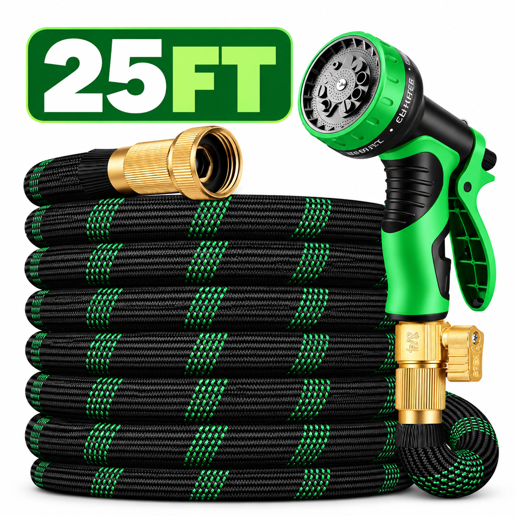 Flexible Garden Hose with 10-Pattern Spray Nozzle – Up to 150FT Ama
