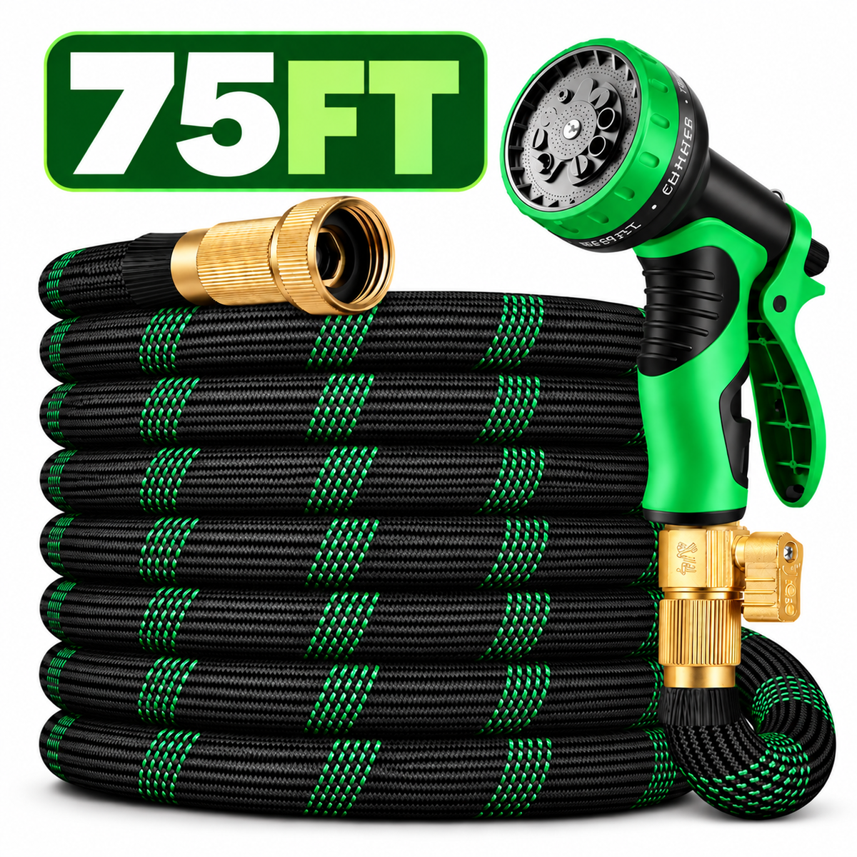 Flexible Garden Hose with 10-Pattern Spray Nozzle – Up to 150FT Ama