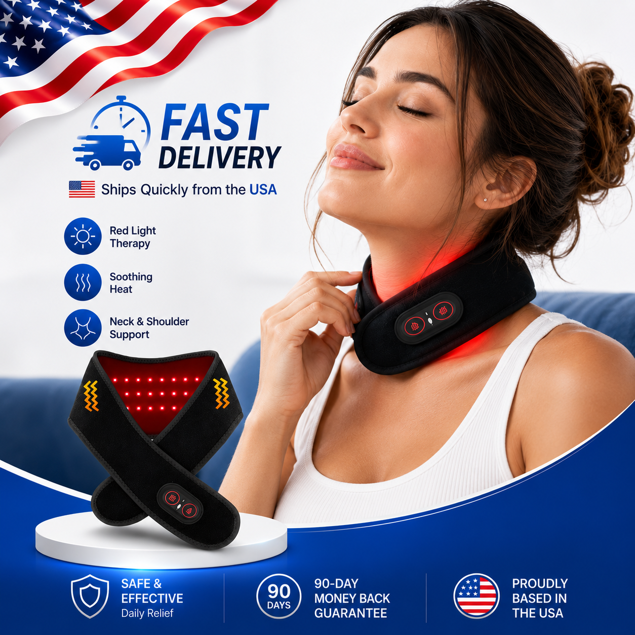 Red Light Therapy Neck Heating Belt – Infrared Neck Massager Serenzza