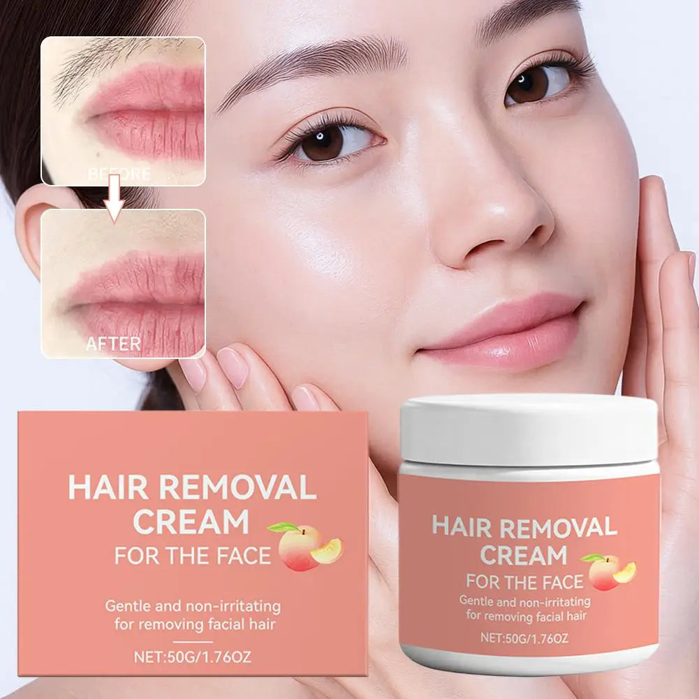 Facial Hair Removal Cream, Natural Aloe Vera Quick Gentle Fast-Acting Hair Remover Cream for Face & Lip, Moisturizing & Soothing