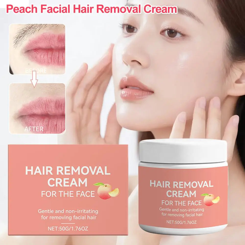 Facial Hair Removal Cream, Natural Aloe Vera Quick Gentle Fast-Acting Hair Remover Cream for Face & Lip, Moisturizing & Soothing