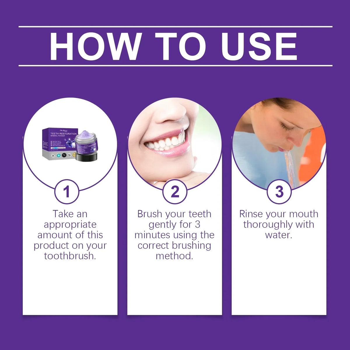 Teeth Whitening Purple Powder Oral Clean Anti Tooth Decay Remove Bad Breath Strengthen Gums Refresh Dental Bleaching Toothpaste