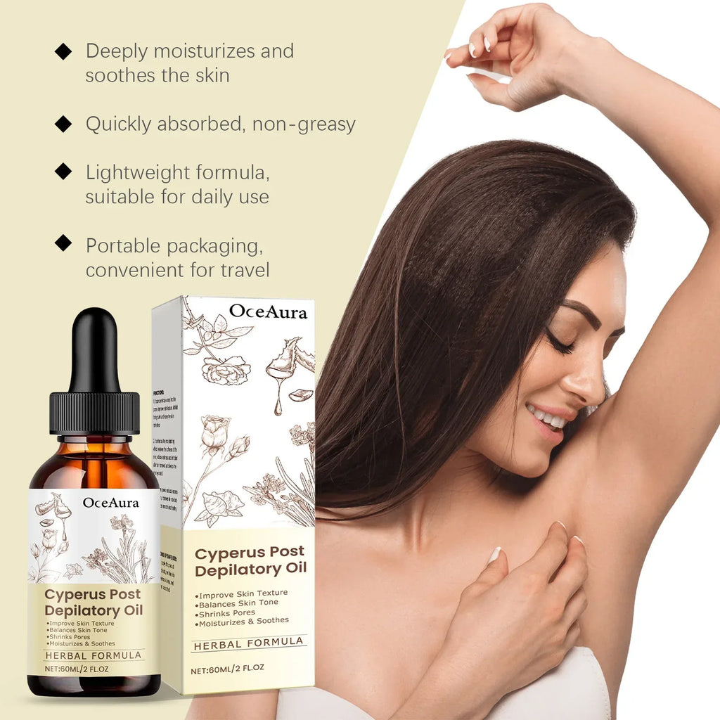 Cyperus Rotundus Hair Removal Care Oil Inhibit Hair Growth Reduce Redness Moisturizing Smoothing Repair Legs Arms Depilatory Oil