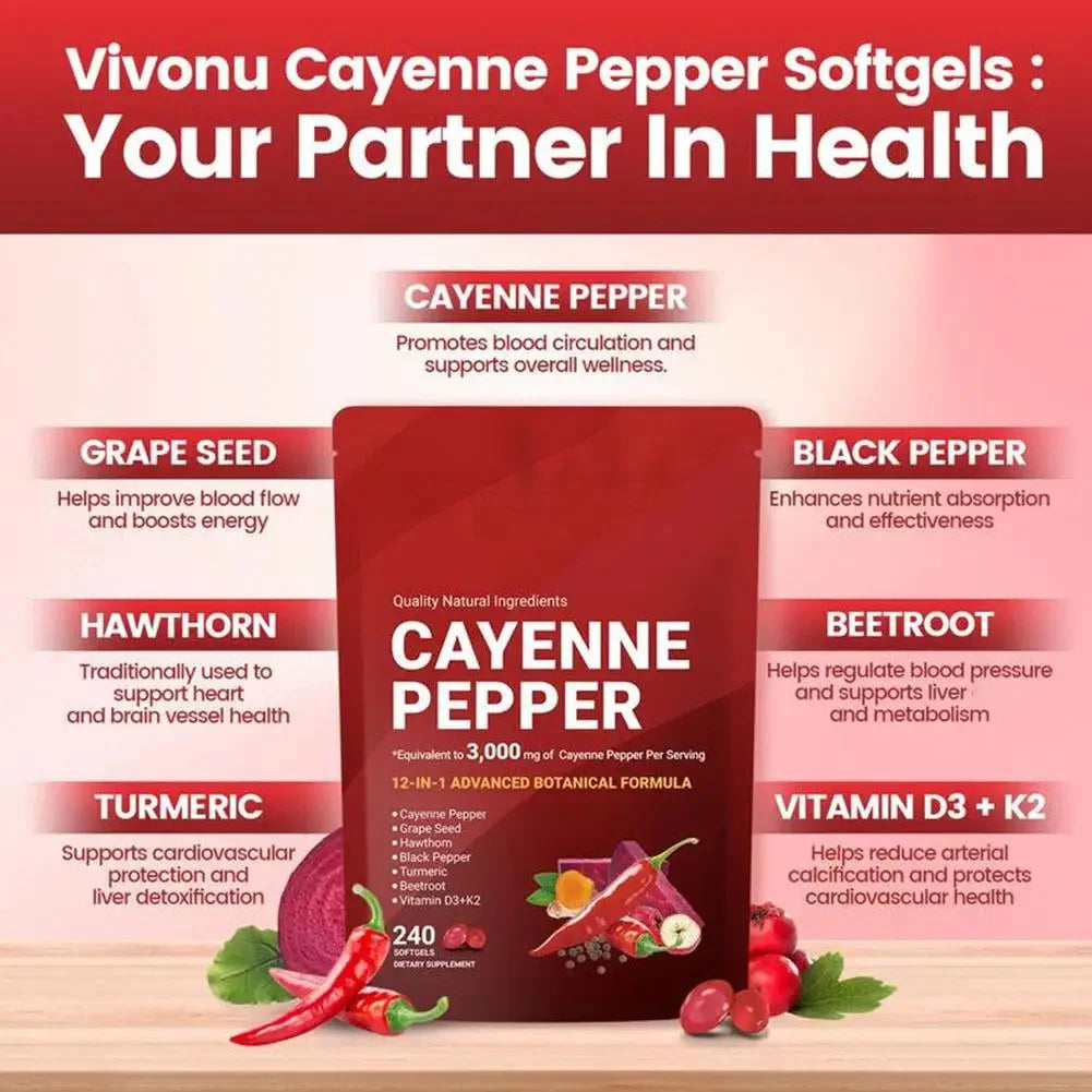 1-3pcs Cayenne Pepper 12-in-1 Advanced Botanical Softgel Supplements Serenzza