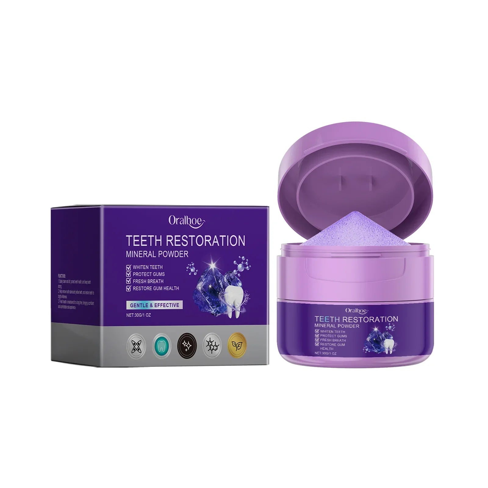 Teeth Whitening Purple Powder Oral Clean Anti Tooth Decay Remove Bad Breath Strengthen Gums Refresh Dental Bleaching Toothpaste