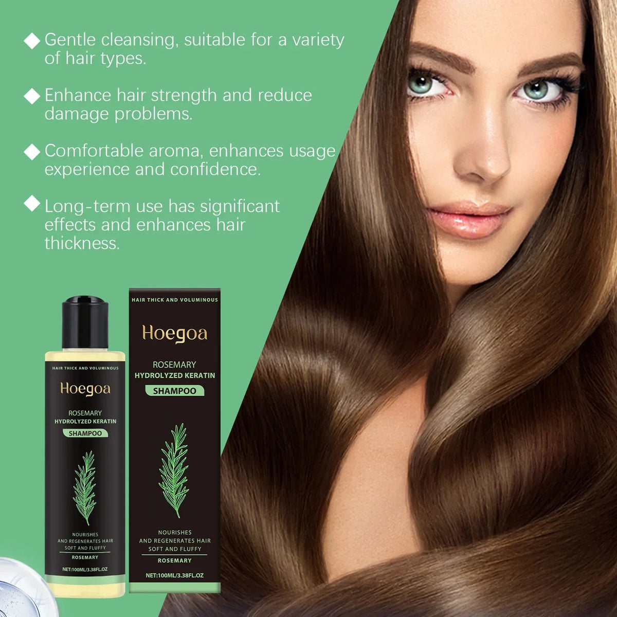 Hoegoa Rosemary Hair Shampoo Volumizing and Thickening Strengthening and Oil Control Nourishes and Repairs Hair Oil Adds Volume