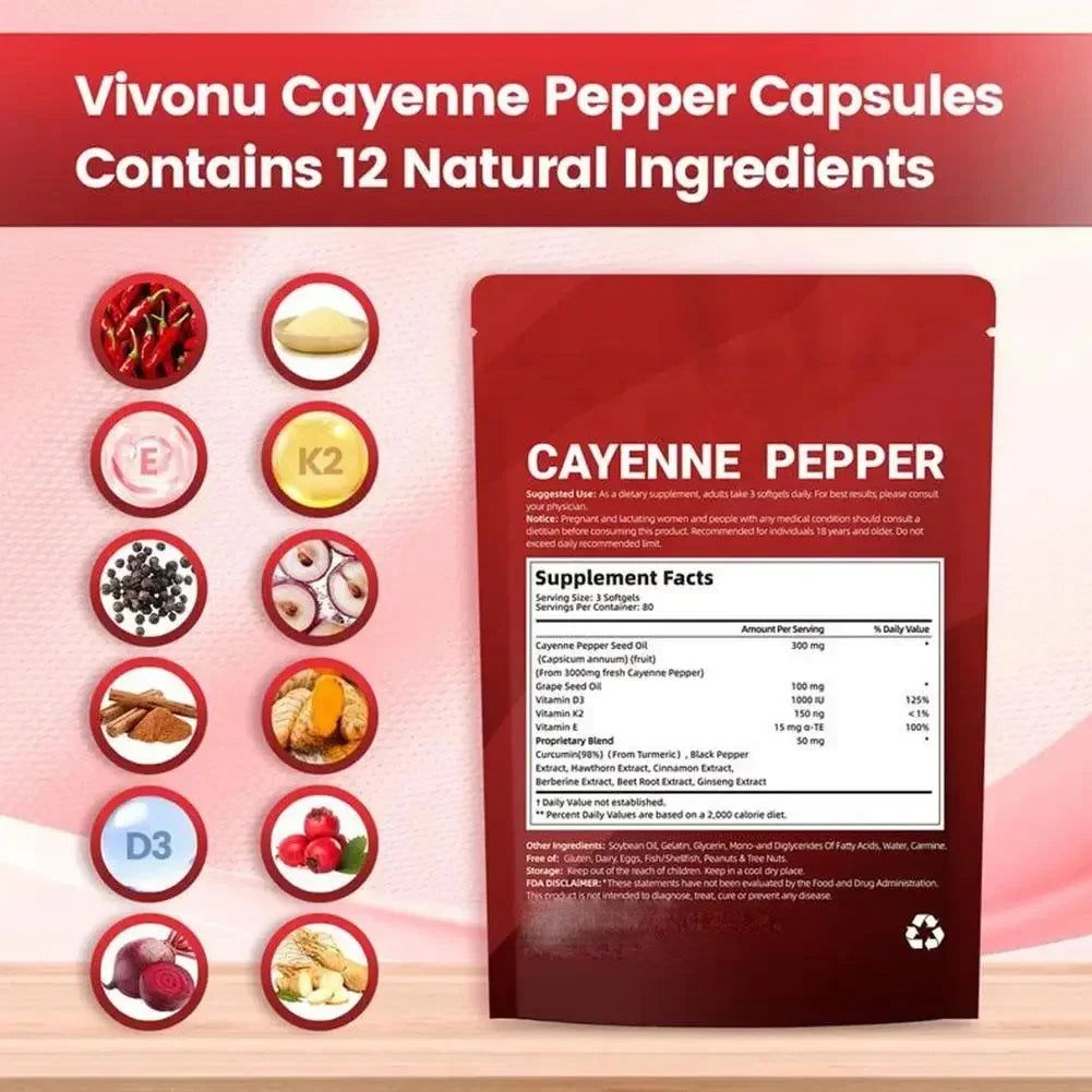1-3pcs Cayenne Pepper 12-in-1 Advanced Botanical Softgel Supplements Serenzza