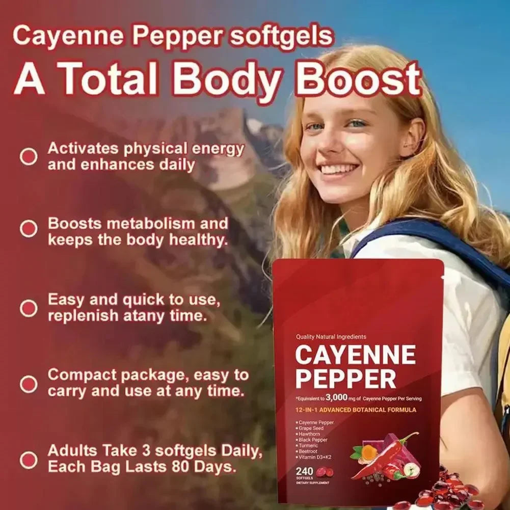 1-3pcs Cayenne Pepper 12-in-1 Advanced Botanical Softgel Supplements Serenzza