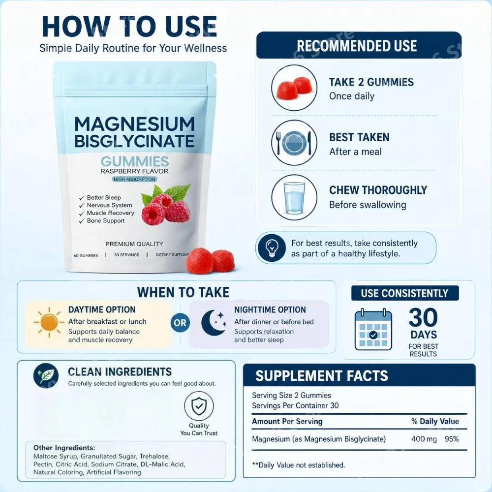Magnesium Bisglycinate Gummies – 60 Count Serenzza