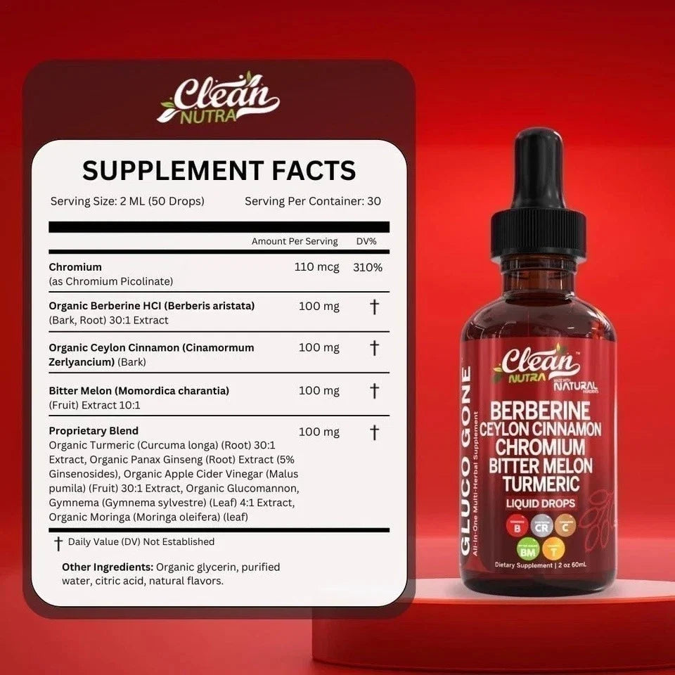 UK Organic Ceylon Cinnamon Berberine Liquid Drops with Bitter Melon Extract 60ml