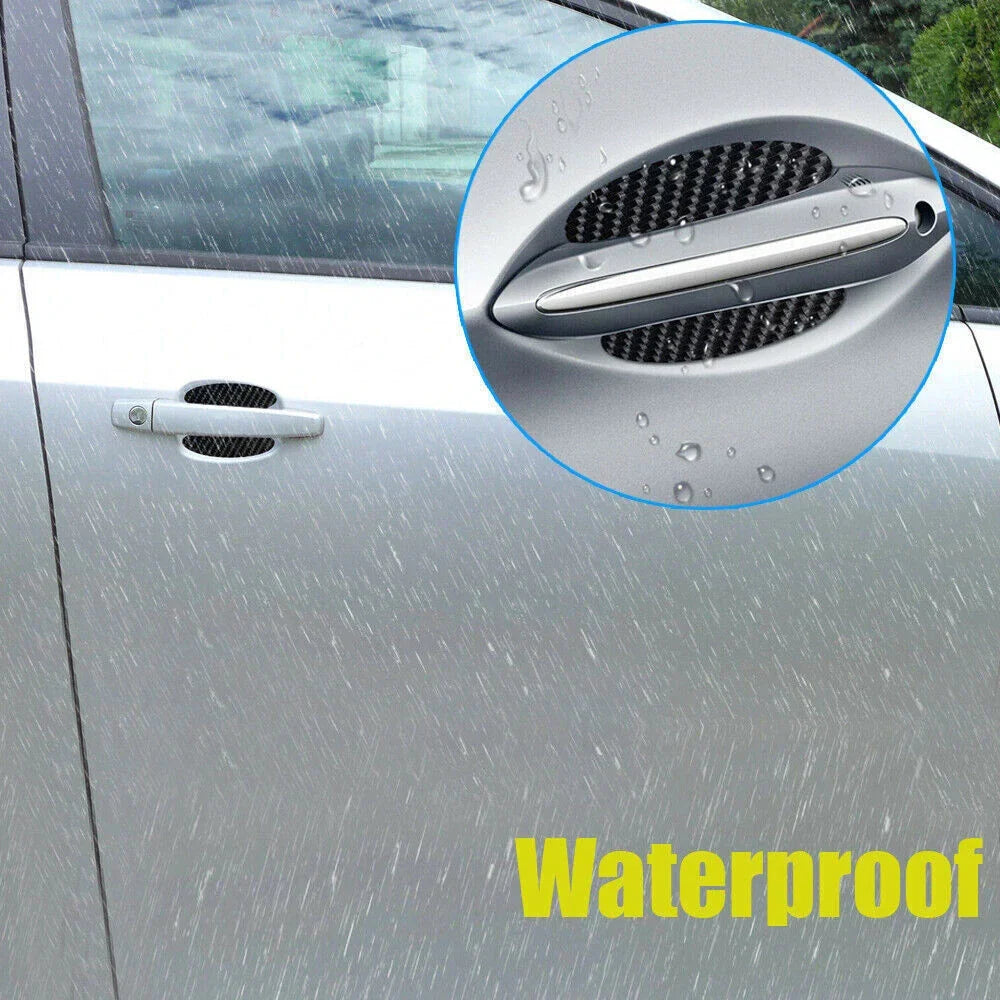 4 x Car Carbon Fiber Door Handle Protector Film Anti-Scratch Sticker Accessories