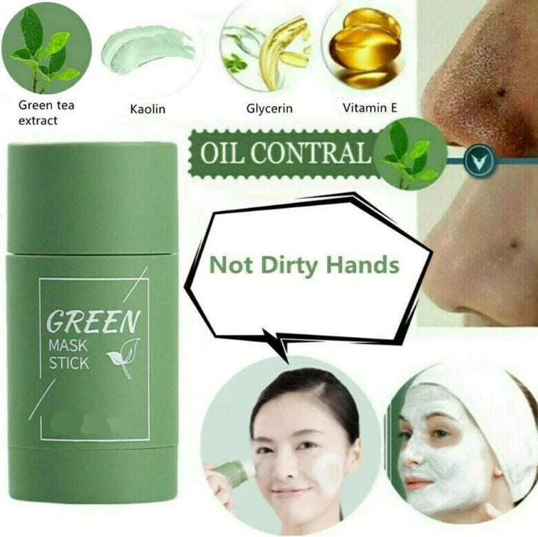Green Clay Face Mask Clay Cleansing Mask Stick Facial Deep Blackhead Purifying