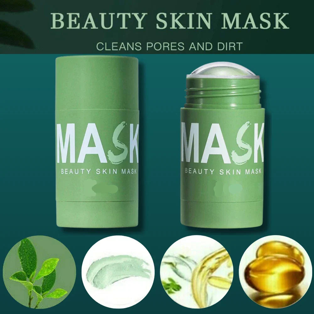 Green Clay Face Mask Clay Cleansing Mask Stick Facial Deep Blackhead Purifying