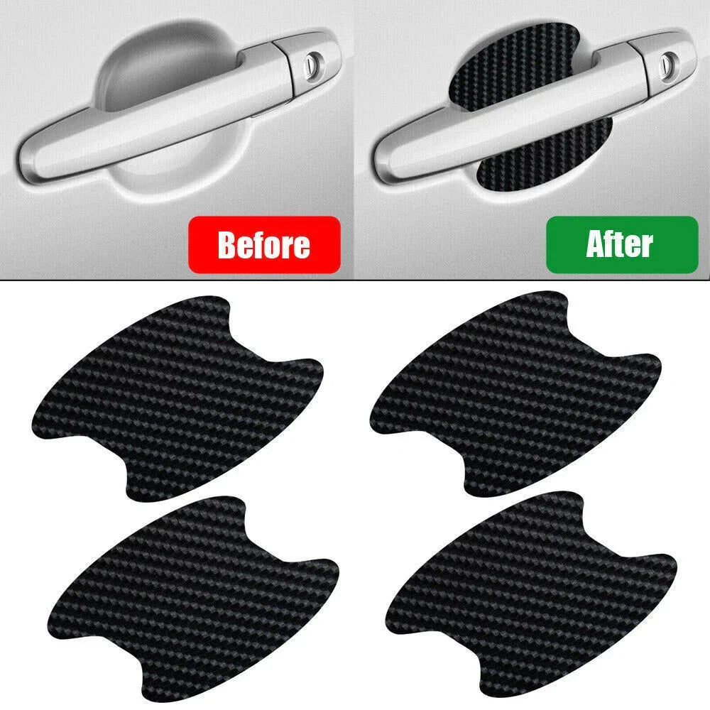 4 x Car Carbon Fiber Door Handle Protector Film Anti-Scratch Sticker Accessories