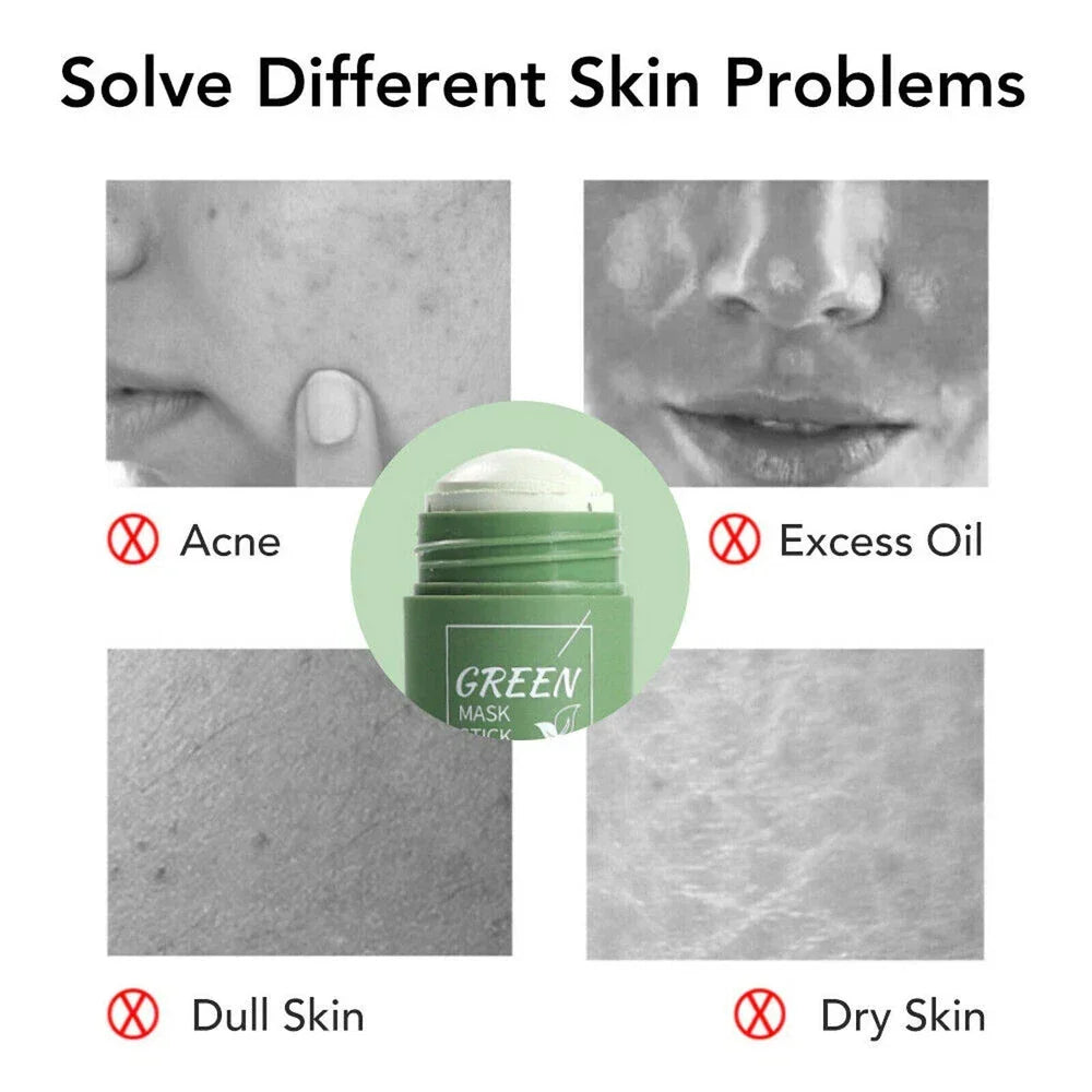 Green Clay Face Mask Clay Cleansing Mask Stick Facial Deep Blackhead Purifying