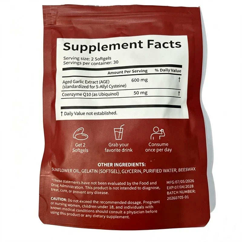 Aged Garlic Extract 600mg Softgels (60 Count) Odorless Aged Garlic Extra Serenzza