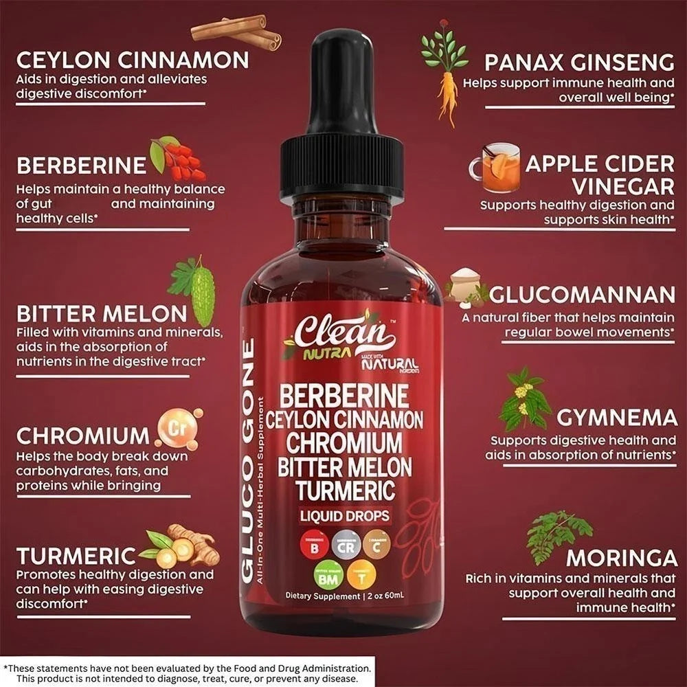 UK Organic Ceylon Cinnamon Berberine Liquid Drops with Bitter Melon Extract 60ml