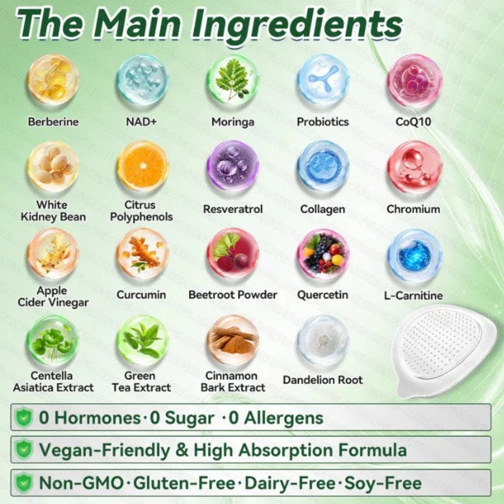 (BUY 1 GET 3) 1-5Boxes Moringa Berberine NAD+ Weight Loss Patches Advanced Nano Microneedle Serenzza