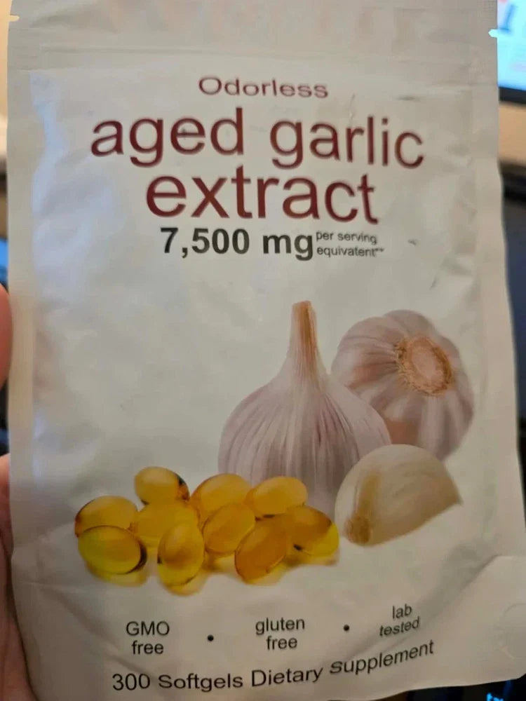 Odorless Garlic 7500mg Per Servings, 300 Softgels | 2 Years Aged Garlic Extra...