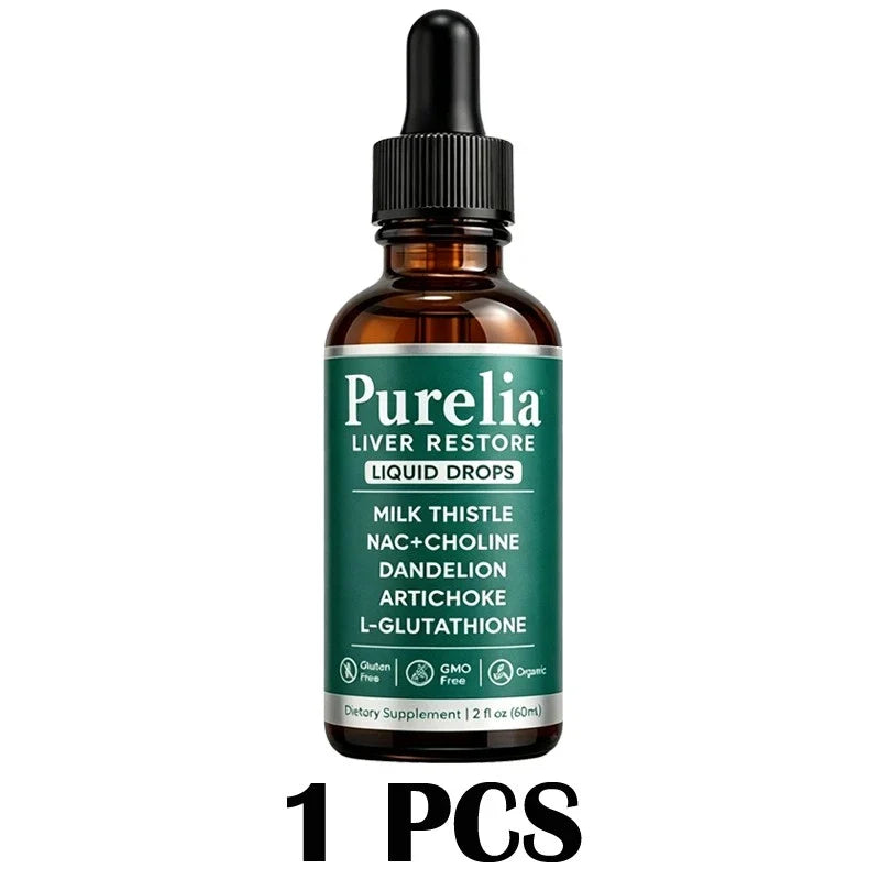 1-5PC Purelia Liver Restore Drops – Complete Liver Support Supplement 60ml - Serenzza