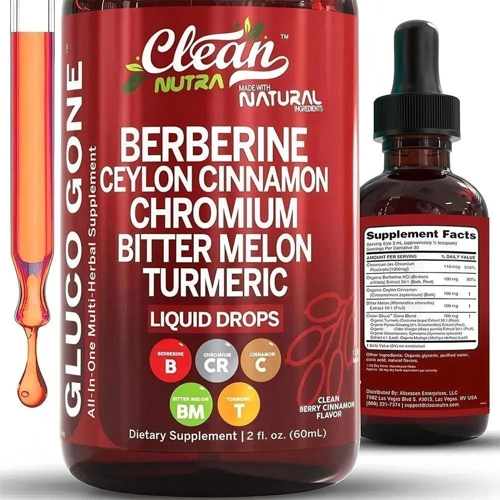 UK Organic Ceylon Cinnamon Berberine Liquid Drops with Bitter Melon Extract 60ml