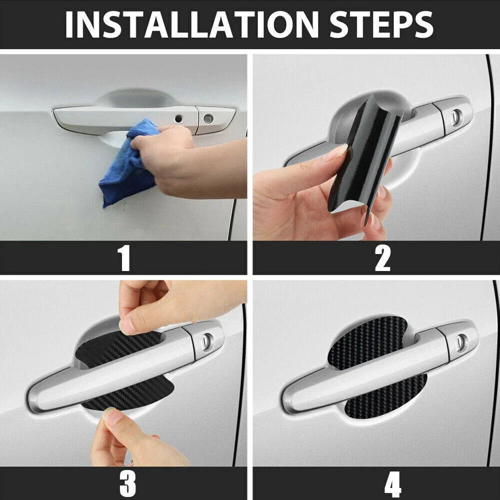 4 x Car Carbon Fiber Door Handle Protector Film Anti-Scratch Sticker Accessories
